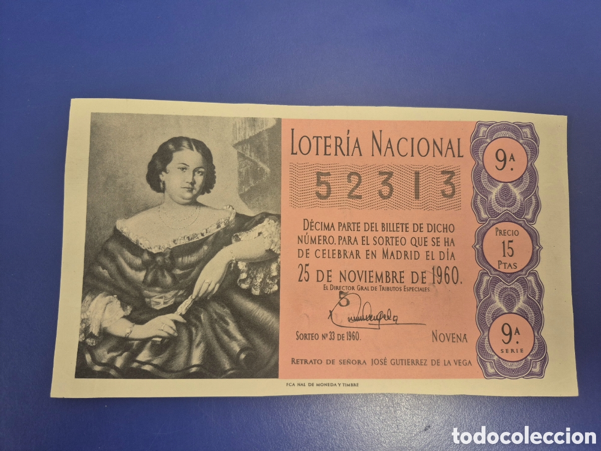 Loter&iacute;a Nacional: LOTERIA NACIONAL SORTEO 33 DE 1960 SERIE 9