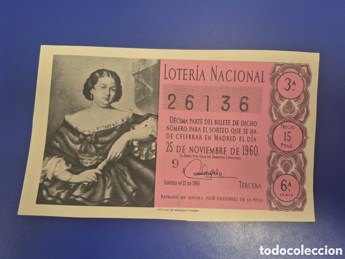 Loter&iacute;a Nacional: LOTERIA NACIONAL SORTEO 33 DE 1960 SERIE 6