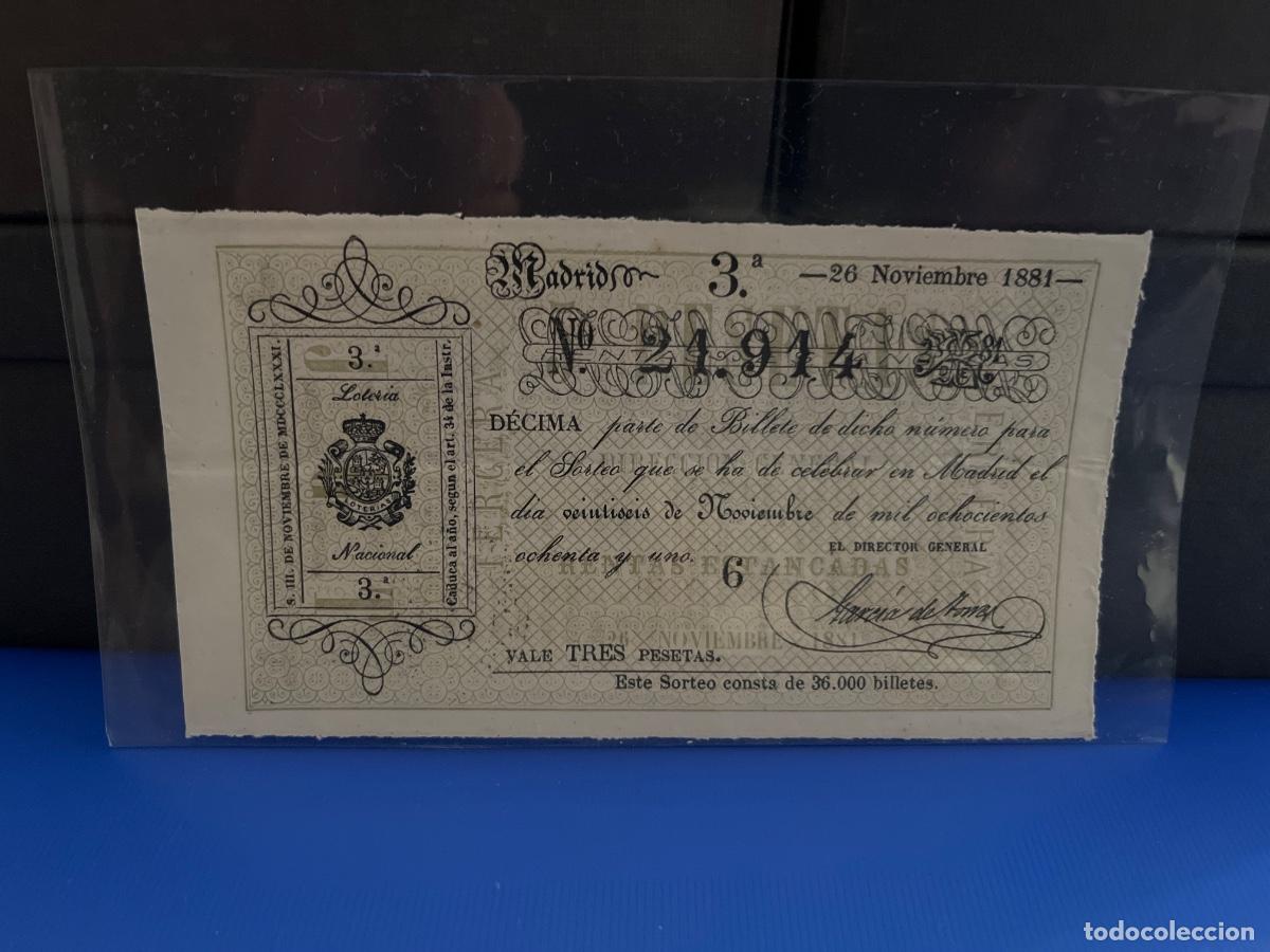 Loter&iacute;a Nacional: D&eacute;cimo de loter&iacute;a 1881