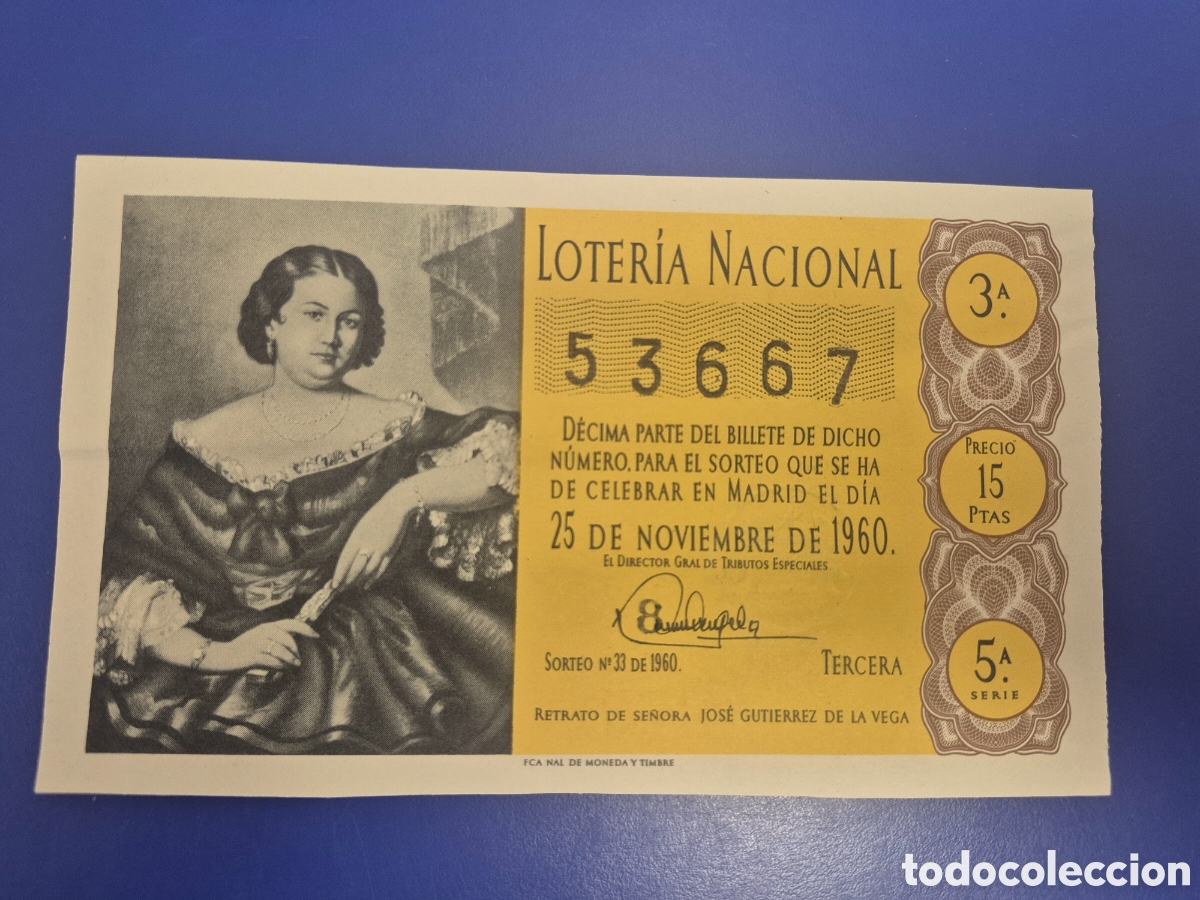 Loter&iacute;a Nacional: LOTERIA NACIONAL SORTEO 33 DE 1960 SERIE 5