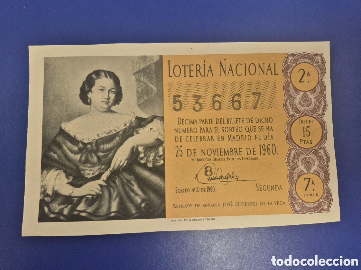 Loter&iacute;a Nacional: LOTERIA NACIONAL SORTEO 33 DE 1960 SERIE 7