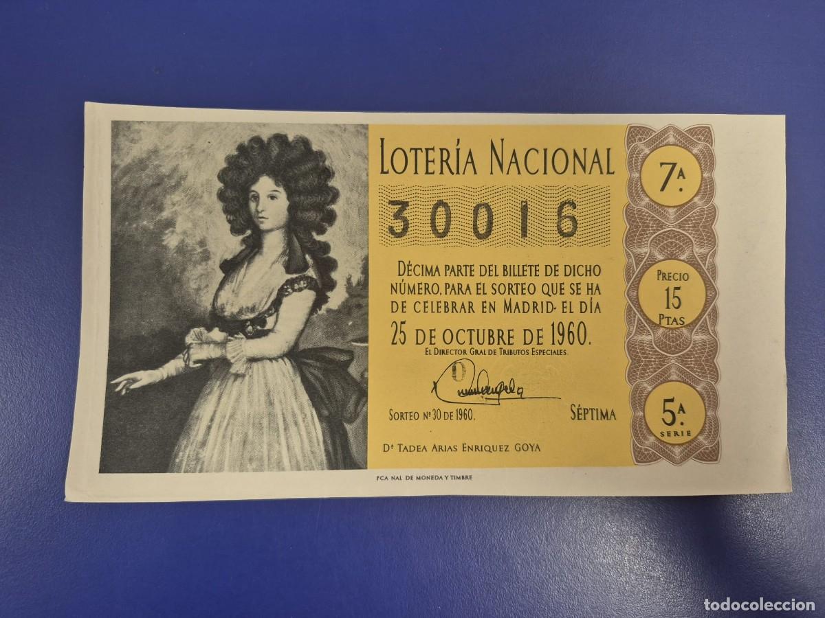 Loter&iacute;a Nacional: LOTERIA NACIONAL SORTEO 30 DE 1960 SERIE 5