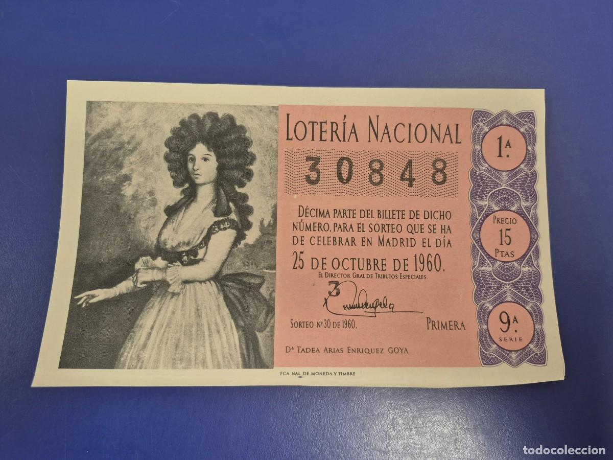Loter&iacute;a Nacional: LOTERIA NACIONAL SORTEO 30 DE 1960 SERIE 9
