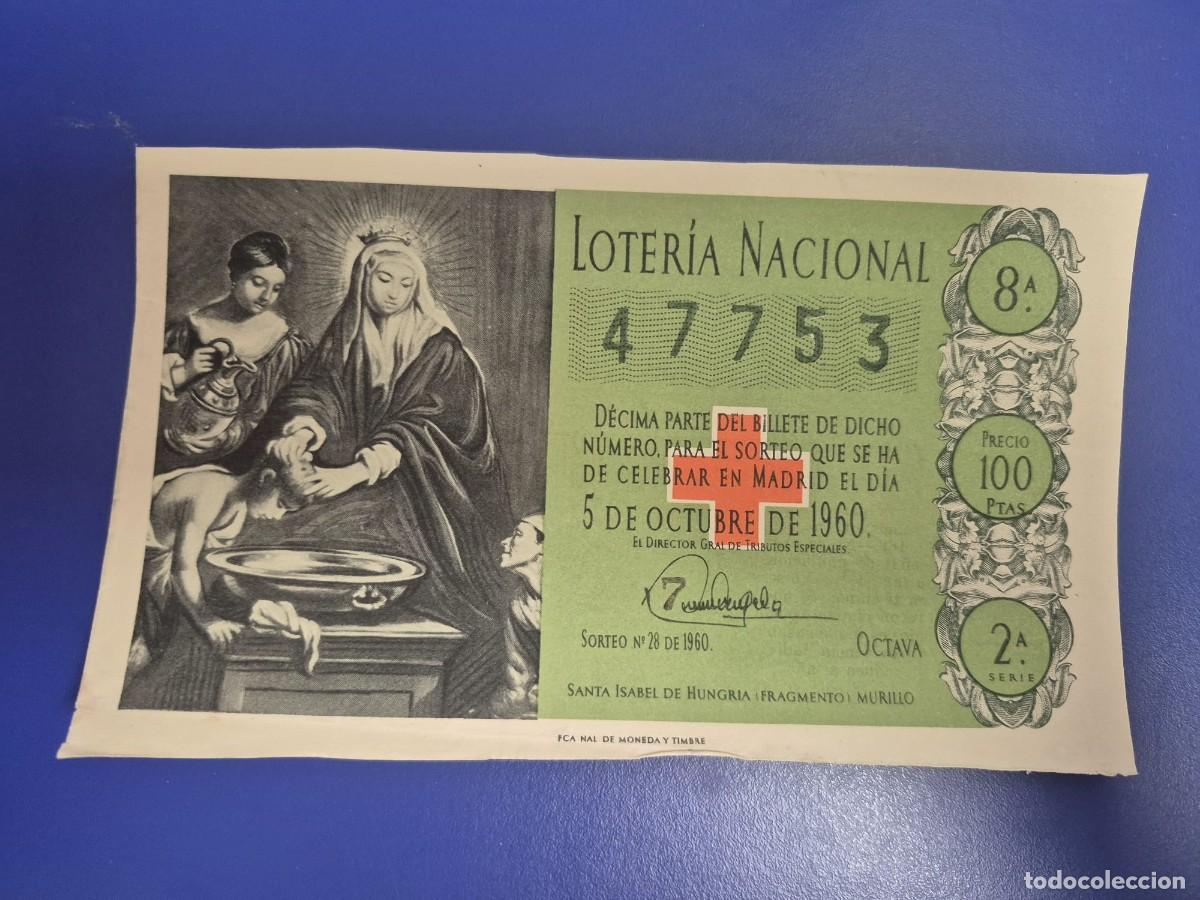 Loter&iacute;a Nacional: LOTERIA NACIONAL SORTEO 28 DE 1960 CRUZ ROJA SERIE 2