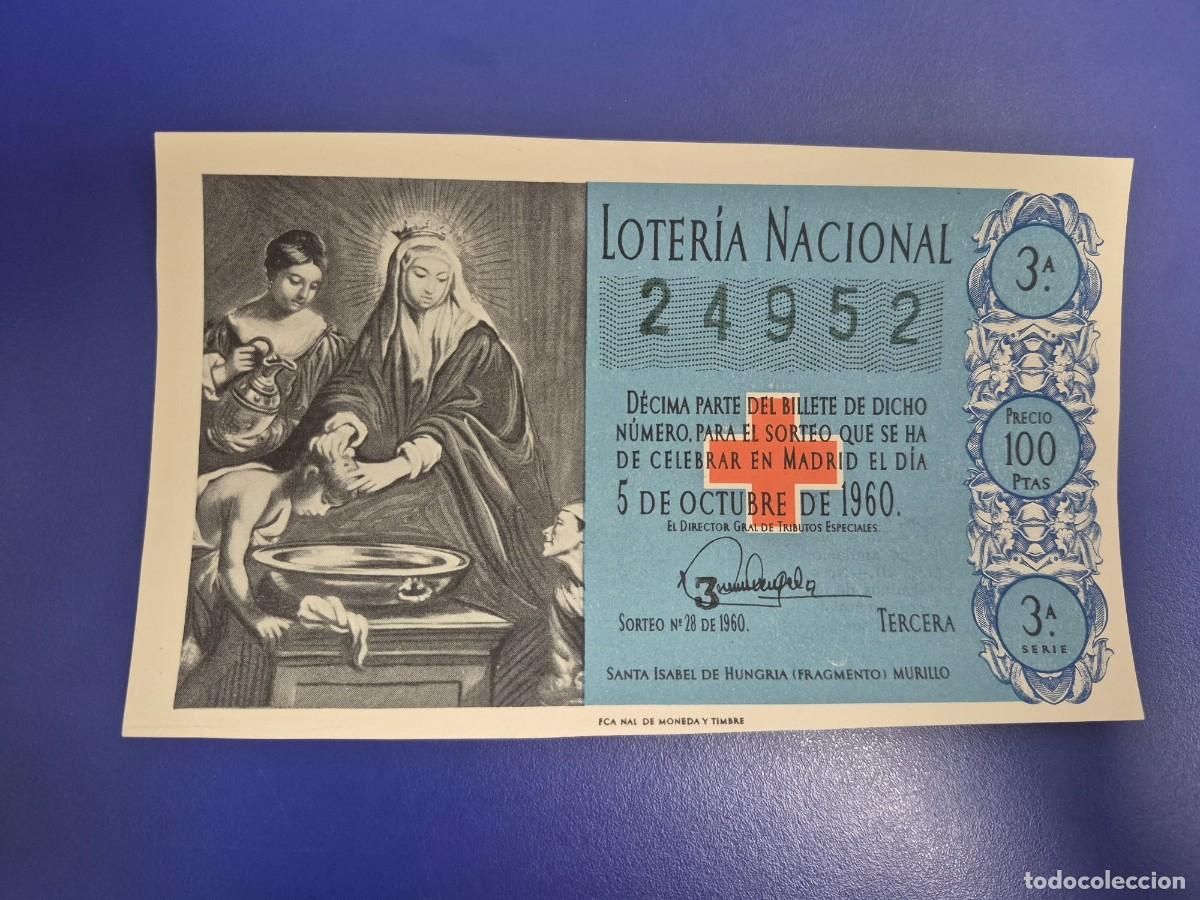 Loter&iacute;a Nacional: LOTERIA NACIONAL SORTEO 28 DE 1960 CRUZ ROJA SERIE 3