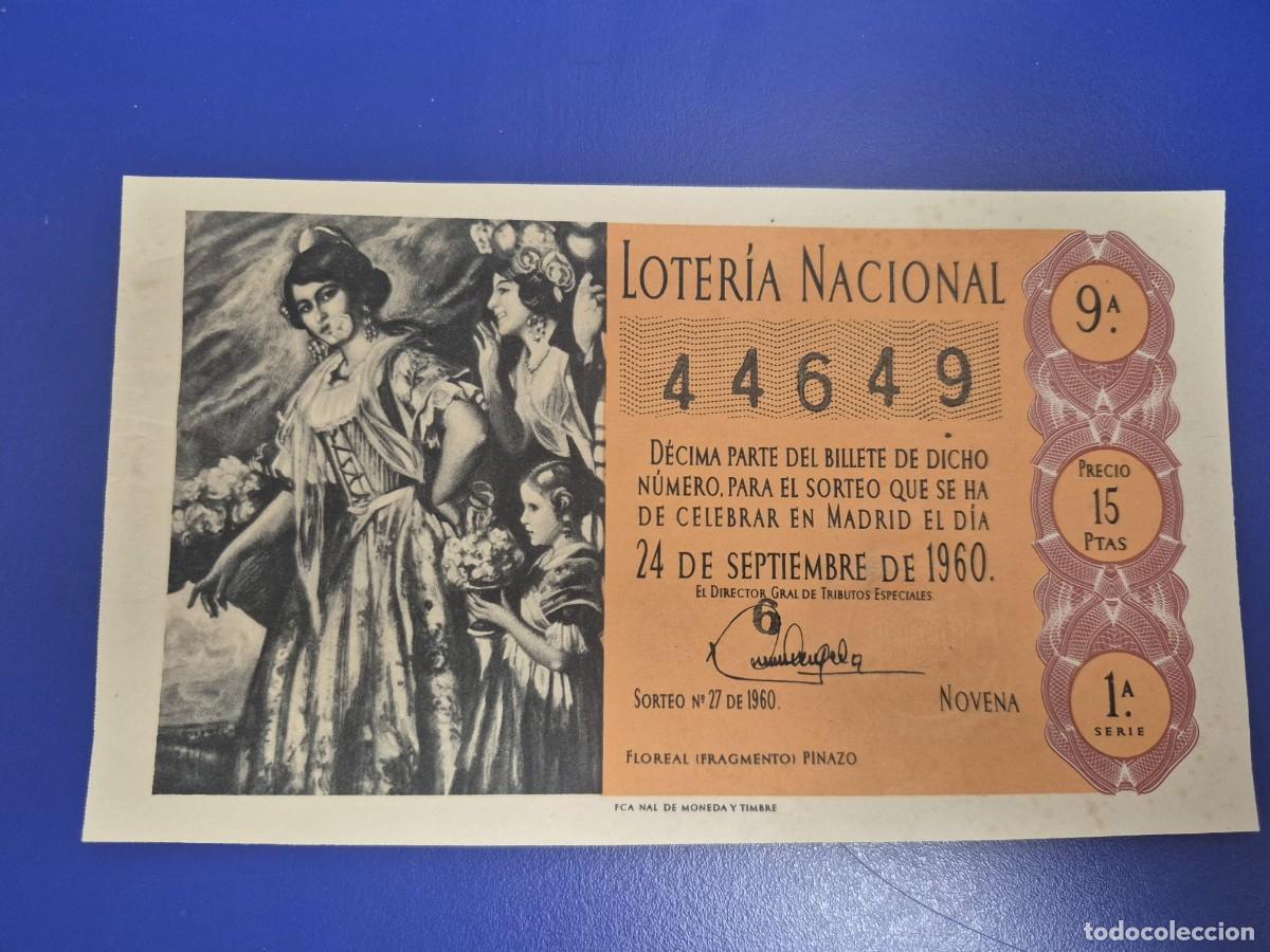 Loter&iacute;a Nacional: LOTERIA NACIONAL SORTEO 27 DE 1960 SERIE 1