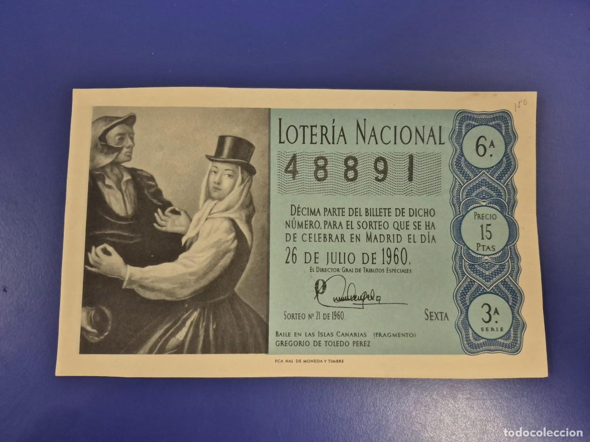 National Spanish Lottery: LOTERIA NACIONAL SORTEO 21 DE 1960 SERIE 3