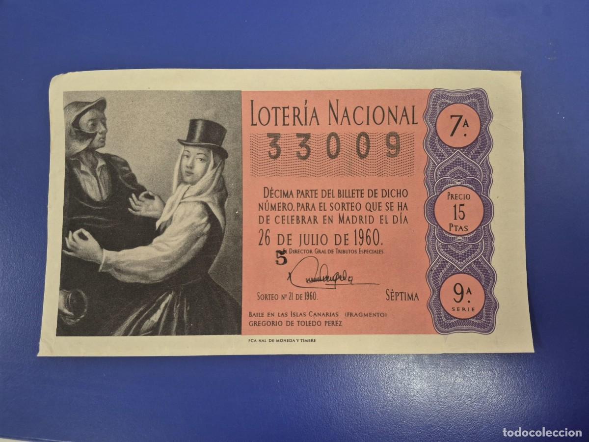 National Spanish Lottery: LOTERIA NACIONAL SORTEO 21 DE 1960 SERIE 9