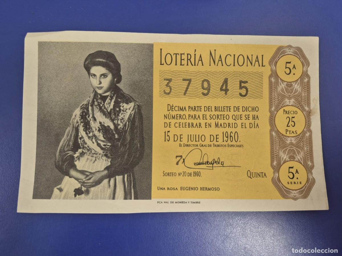 National Spanish Lottery: LOTERIA NACIONAL SORTEO 20 DE 1960 SERIE 5
