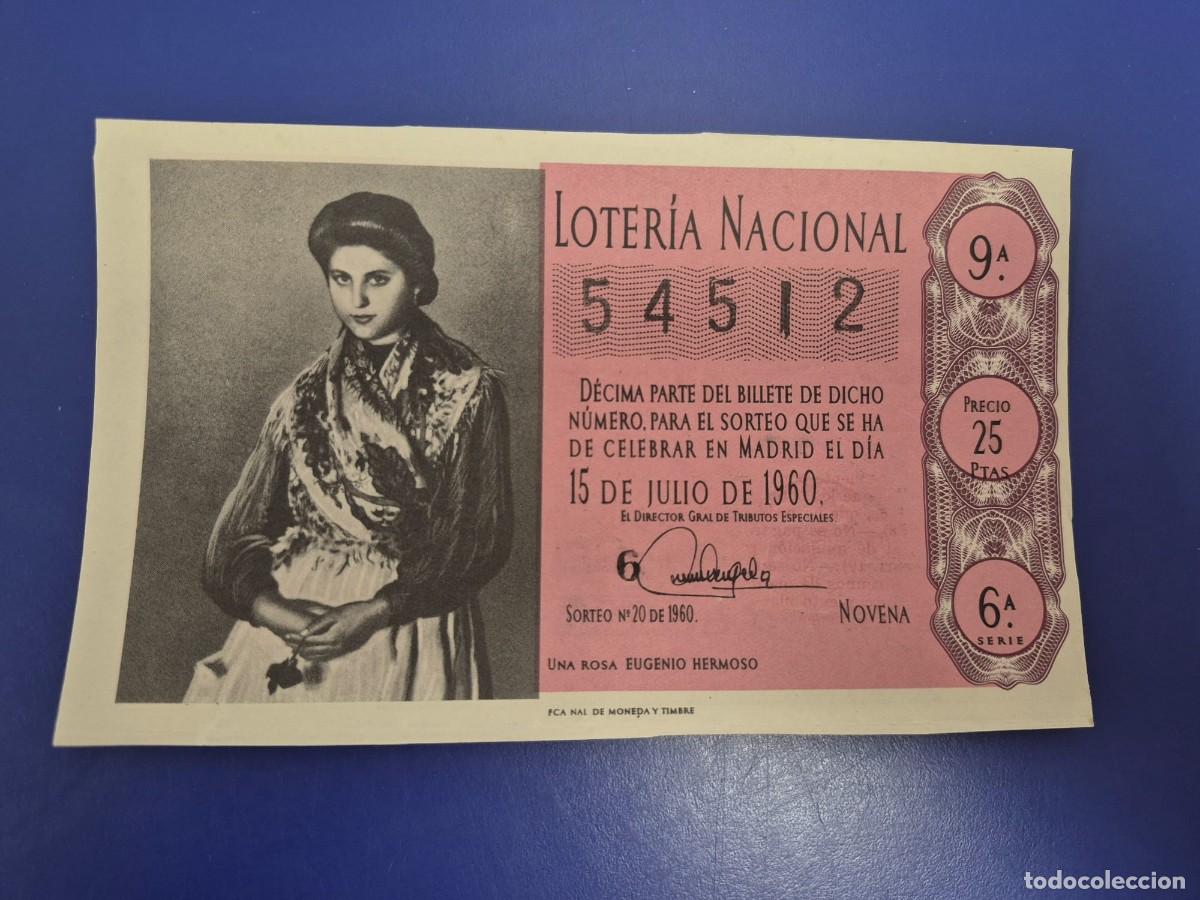 National Spanish Lottery: LOTERIA NACIONAL SORTEO 20 DE 1960 SERIE 6