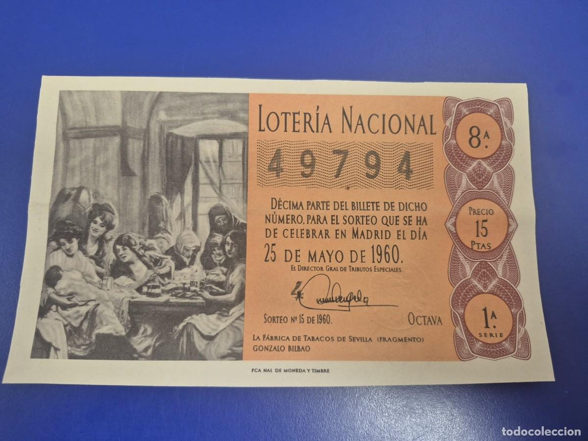 Loter&iacute;a Nacional: LOTERIA NACIONAL SORTEO 15 DE 1960 SERIE 1