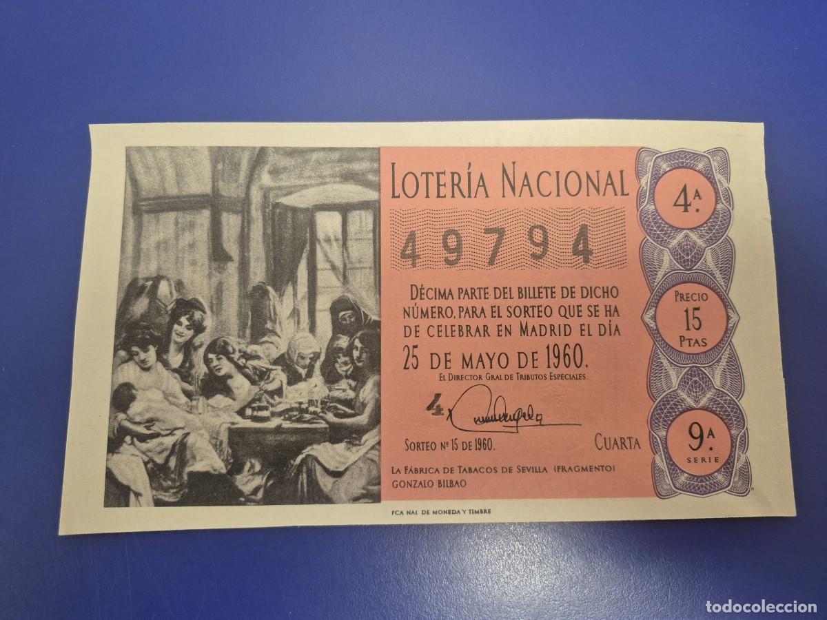 Loter&iacute;a Nacional: LOTERIA NACIONAL SORTEO 15 DE 1960 SERIE 9