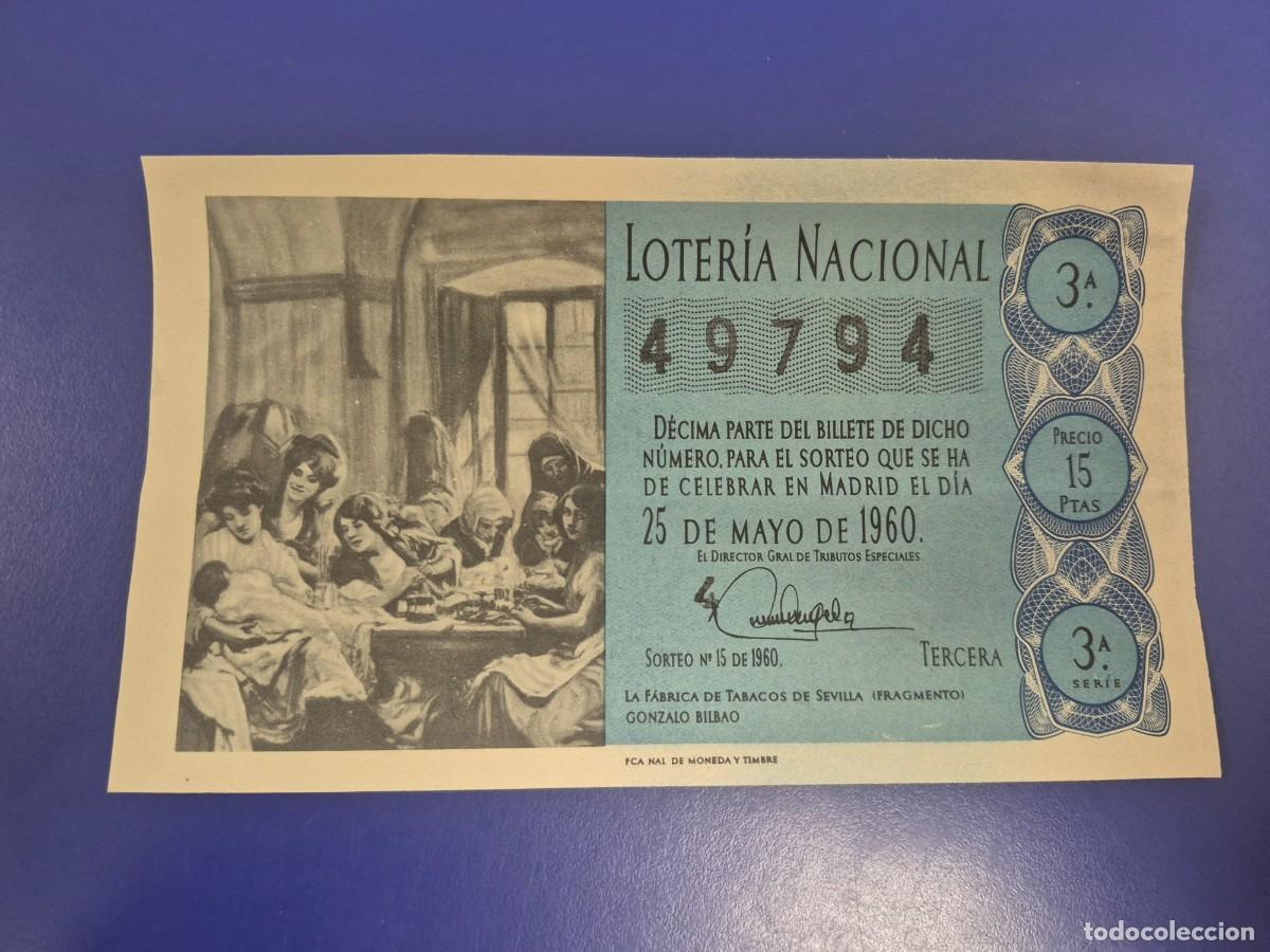 Loter&iacute;a Nacional: LOTERIA NACIONAL SORTEO 15 DE 1960 SERIE 3