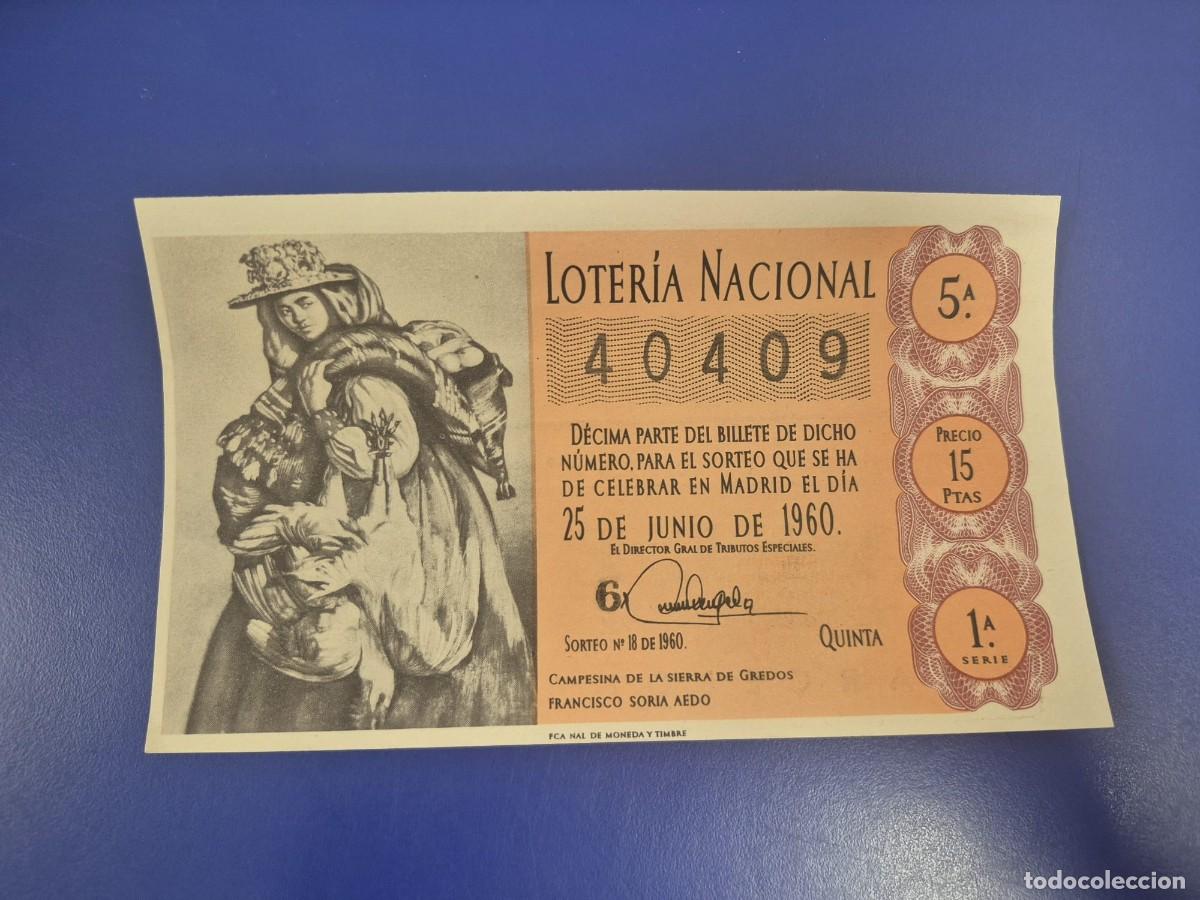 Loter&iacute;a Nacional: LOTERIA NACIONAL SORTEO 18 DE 1960 SERIE 1
