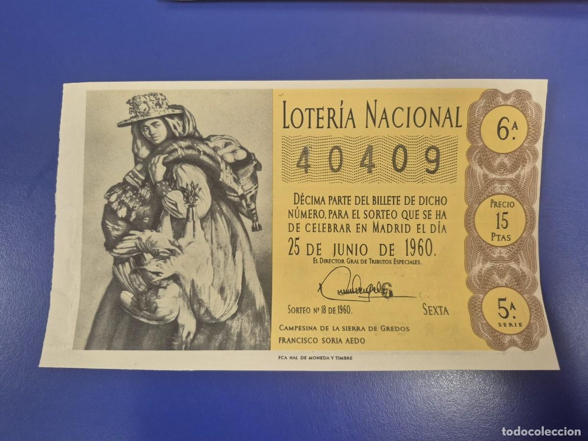 Loter&iacute;a Nacional: LOTERIA NACIONAL SORTEO 18 DE 1960 SERIE 5