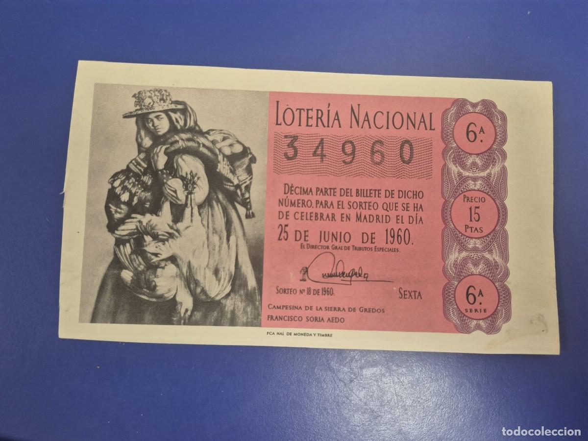 Loter&iacute;a Nacional: LOTERIA NACIONAL SORTEO 18 DE 1960 SERIE 6