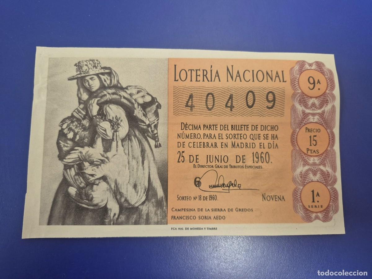 Loter&iacute;a Nacional: LOTERIA NACIONAL SORTEO 18 DE 1960 SERIE 1
