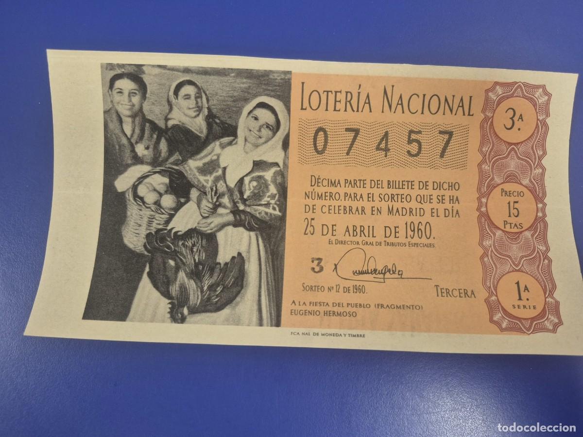 Loter&iacute;a Nacional: LOTERIA NACIONAL SORTEO 12 DE 1960 SERIE 1