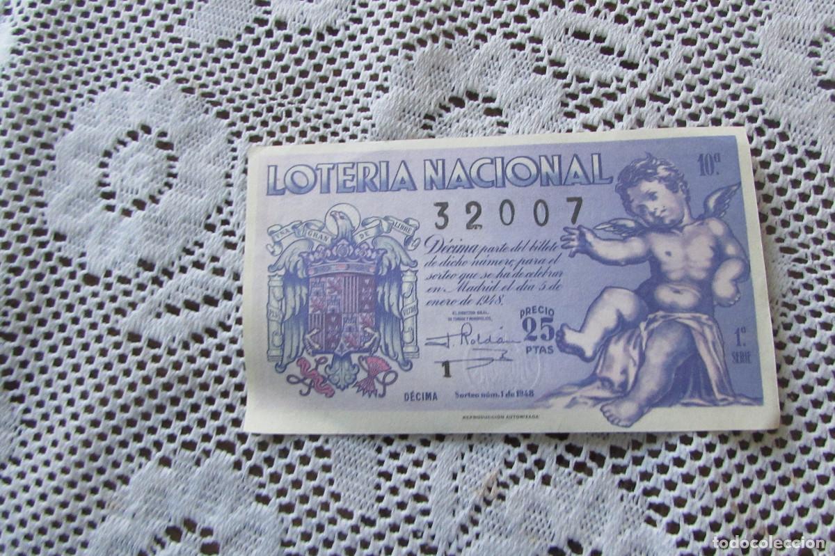 Loter&iacute;a Nacional: Loteria nacional.d&eacute;cimo de 25 pesetas de 1948