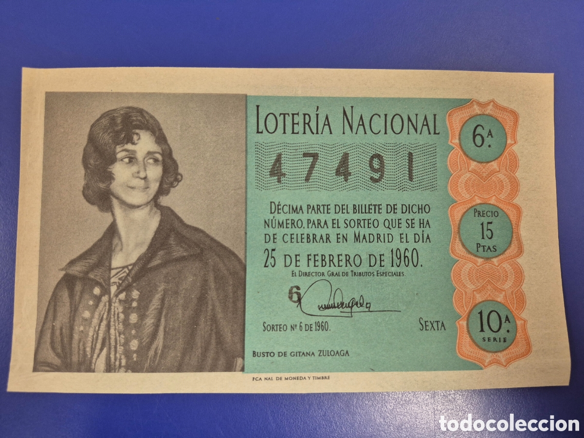 Loter&iacute;a Nacional: LOTERIA NACIONAL SORTEO 6 DE 1960 SERIE 10