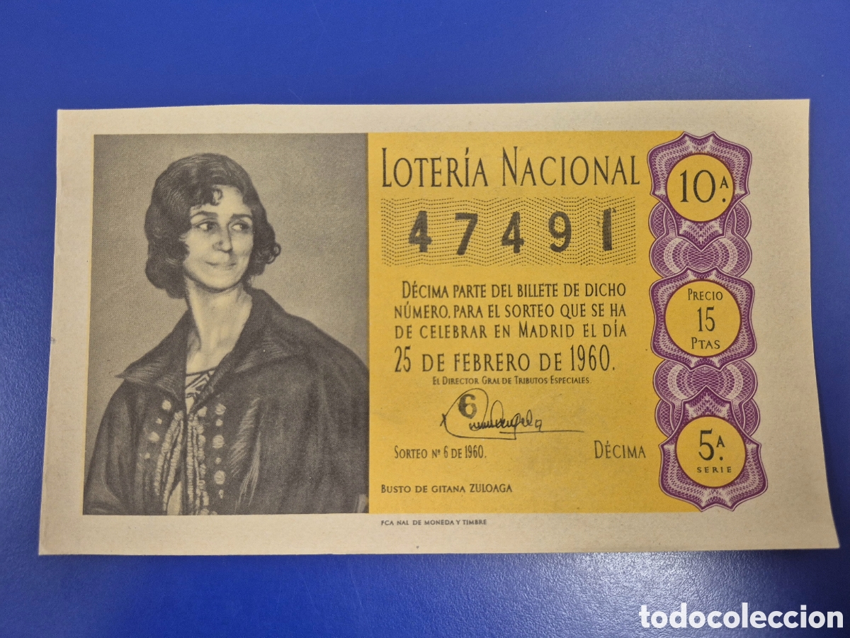 Loter&iacute;a Nacional: LOTERIA NACIONAL SORTEO 6 DE 1960 SERIE 5