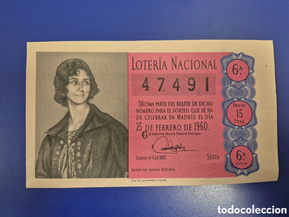 Loter&iacute;a Nacional: LOTERIA NACIONAL SORTEO 6 DE 1960 SERIE 6