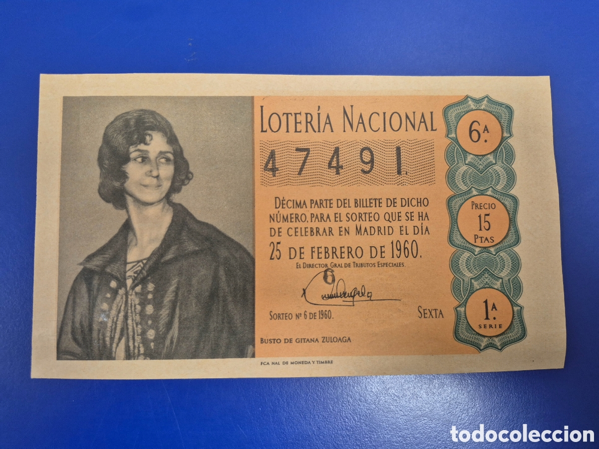 Loter&iacute;a Nacional: LOTERIA NACIONAL SORTEO 6 DE 1960 SERIE 1