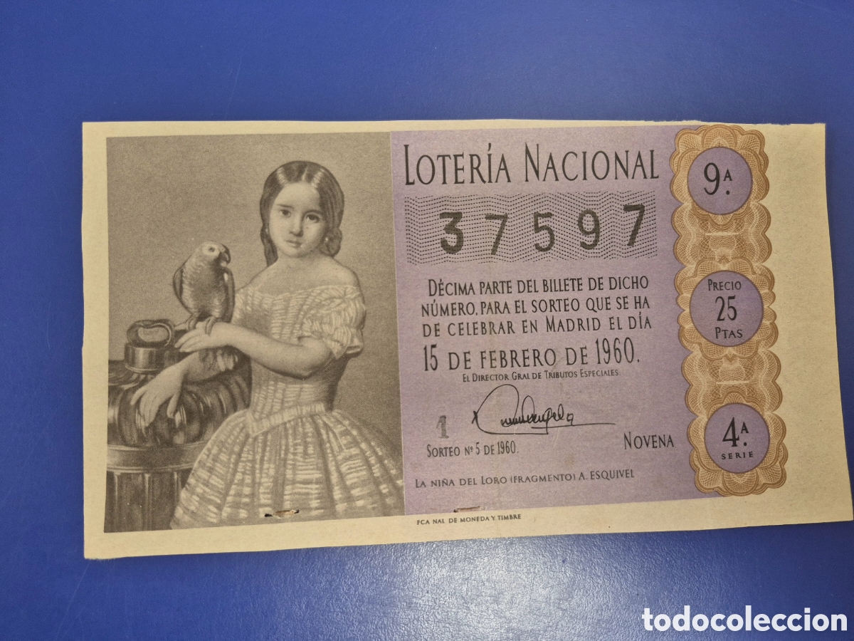 Loter&iacute;a Nacional: LOTERIA NACIONAL SORTEO 5 DE 1960 SERIE 4