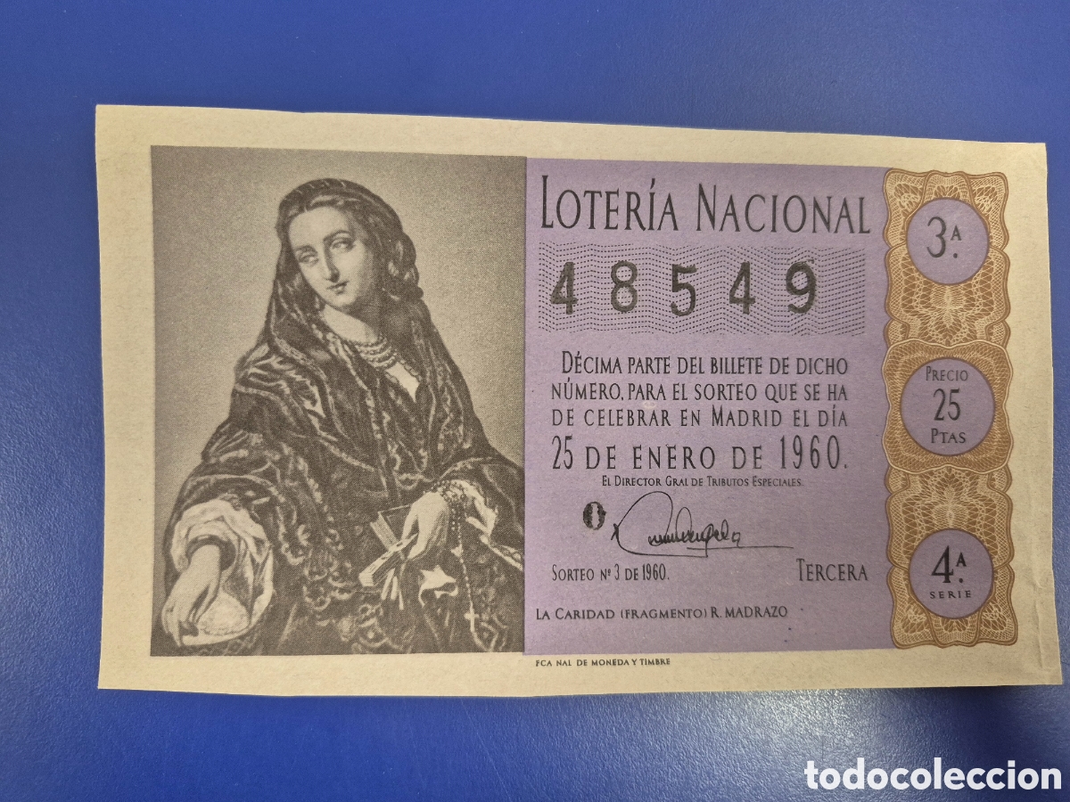 Loter&iacute;a Nacional: LOTERIA NACIONAL SORTEO 3 DE 1960 SERIE 4