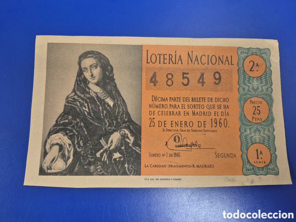 Loter&iacute;a Nacional: LOTERIA NACIONAL SORTEO 3 DE 1960 SERIE 1