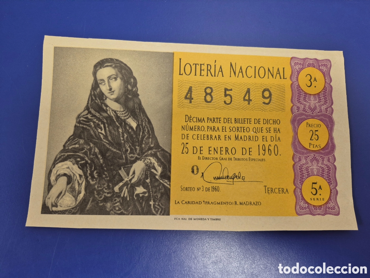 Loter&iacute;a Nacional: LOTERIA NACIONAL SORTEO 3 DE 1960 SERIE 5