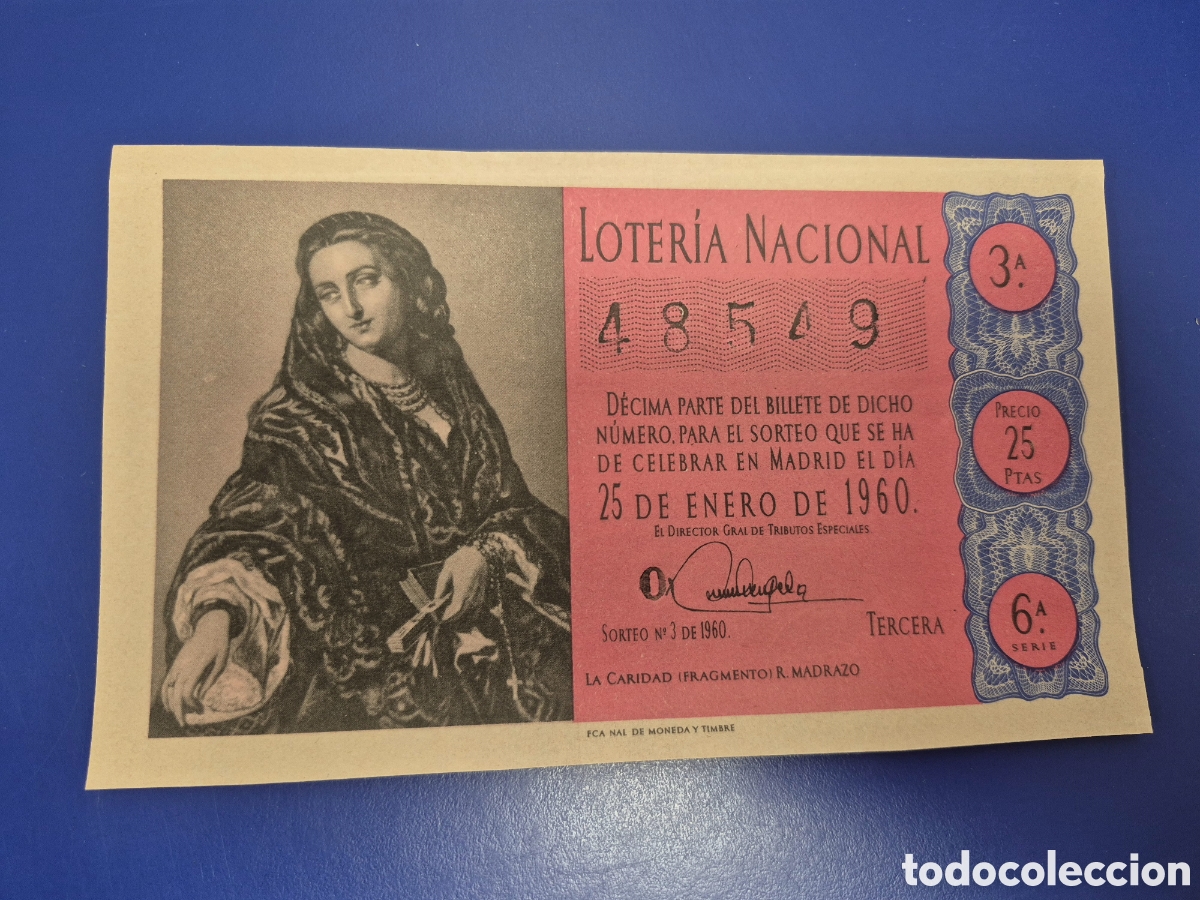 Loter&iacute;a Nacional: LOTERIA NACIONAL SORTEO 3 DE 1960 SERIE 6