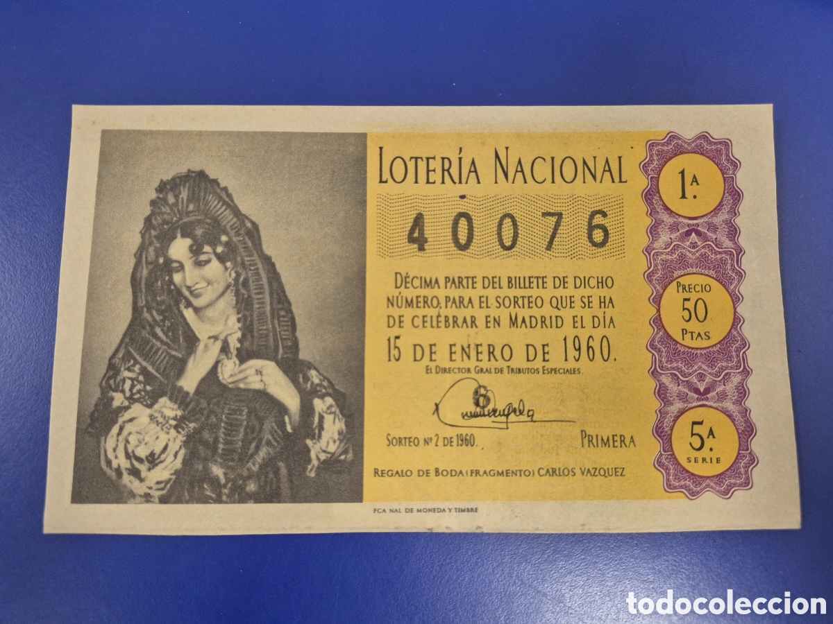 Loter&iacute;a Nacional: LOTERIA NACIONAL SORTEO 2 DE 1960 SERIE 5