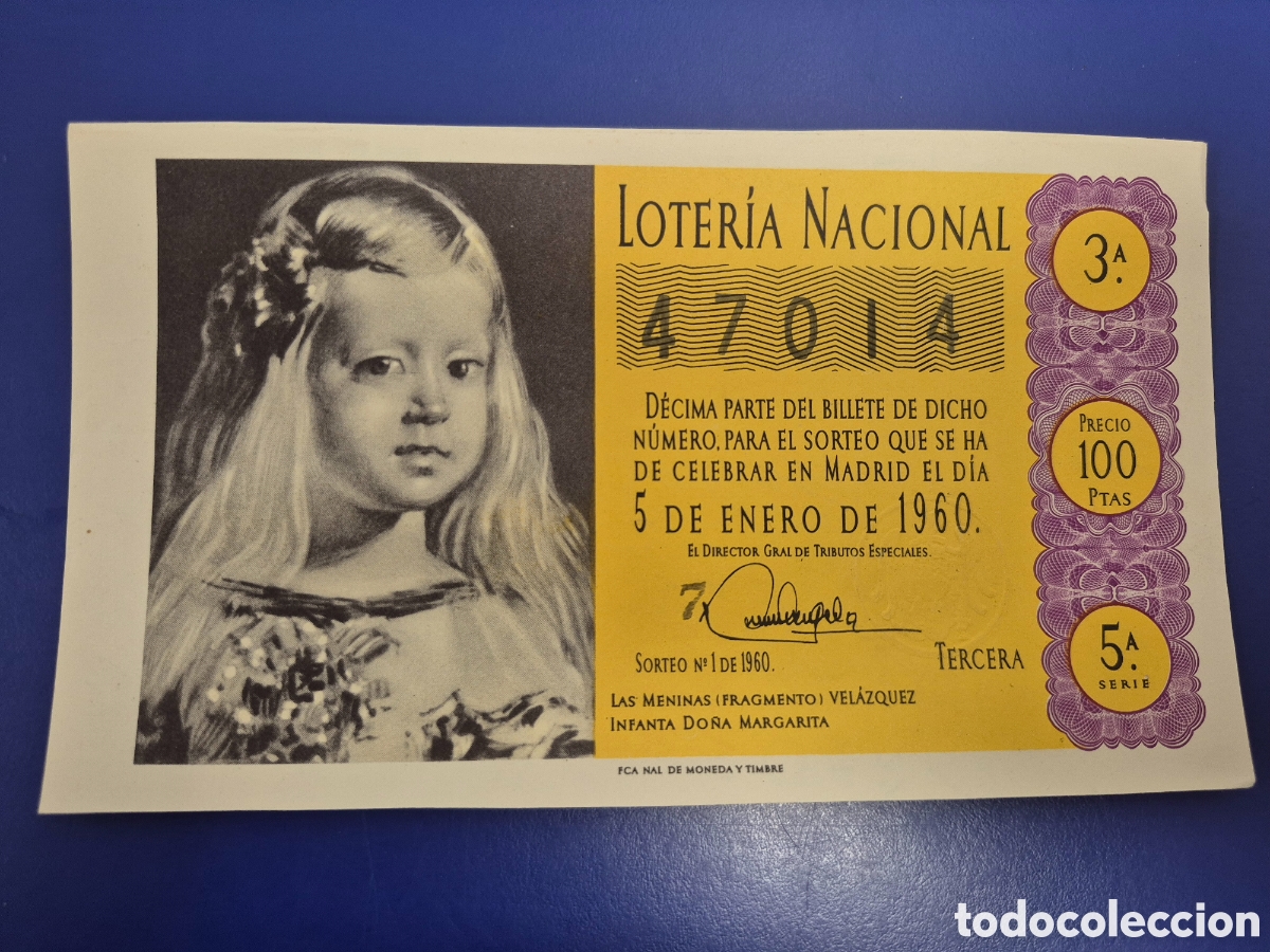 Loter&iacute;a Nacional: LOTERIA NACIONAL SORTEO 1 DE 1960 NI&Ntilde;O SERIE 5