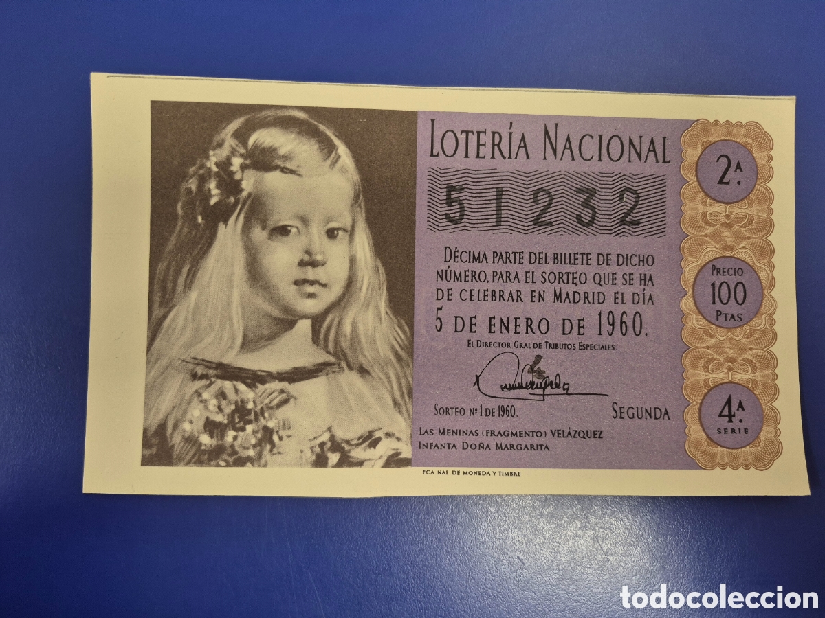Loter&iacute;a Nacional: LOTERIA NACIONAL SORTEO 1 DE 1960 NI&Ntilde;O SERIE 4