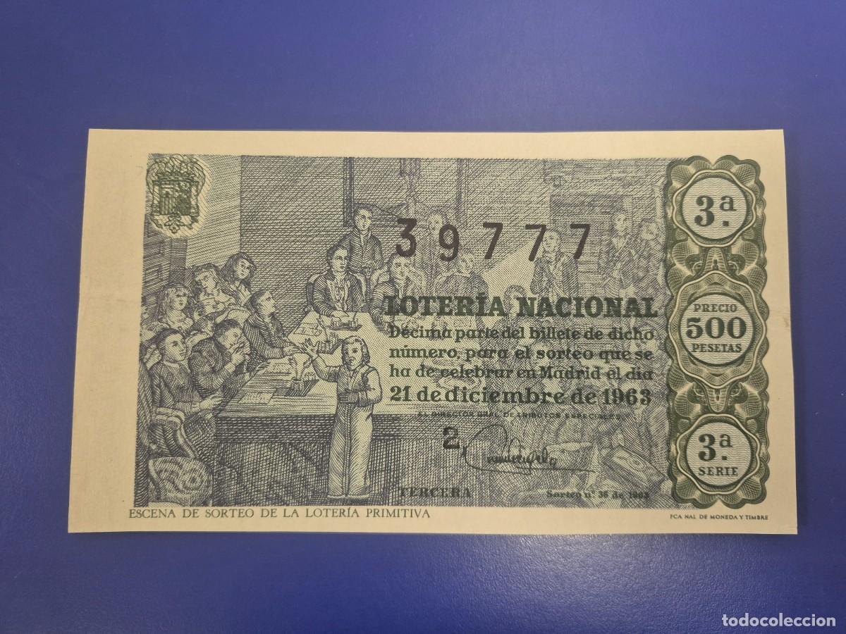 Loter&iacute;a Nacional: LOTERIA NACIONAL A&Ntilde;O 1963 SORTEO 36 NAVIDAD SERIE 3
