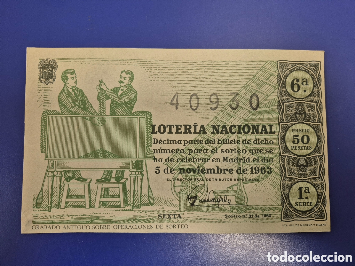 Loter&iacute;a Nacional: LOTERIA NACIONAL SORTEO 31 DE 1963 SERIE 1