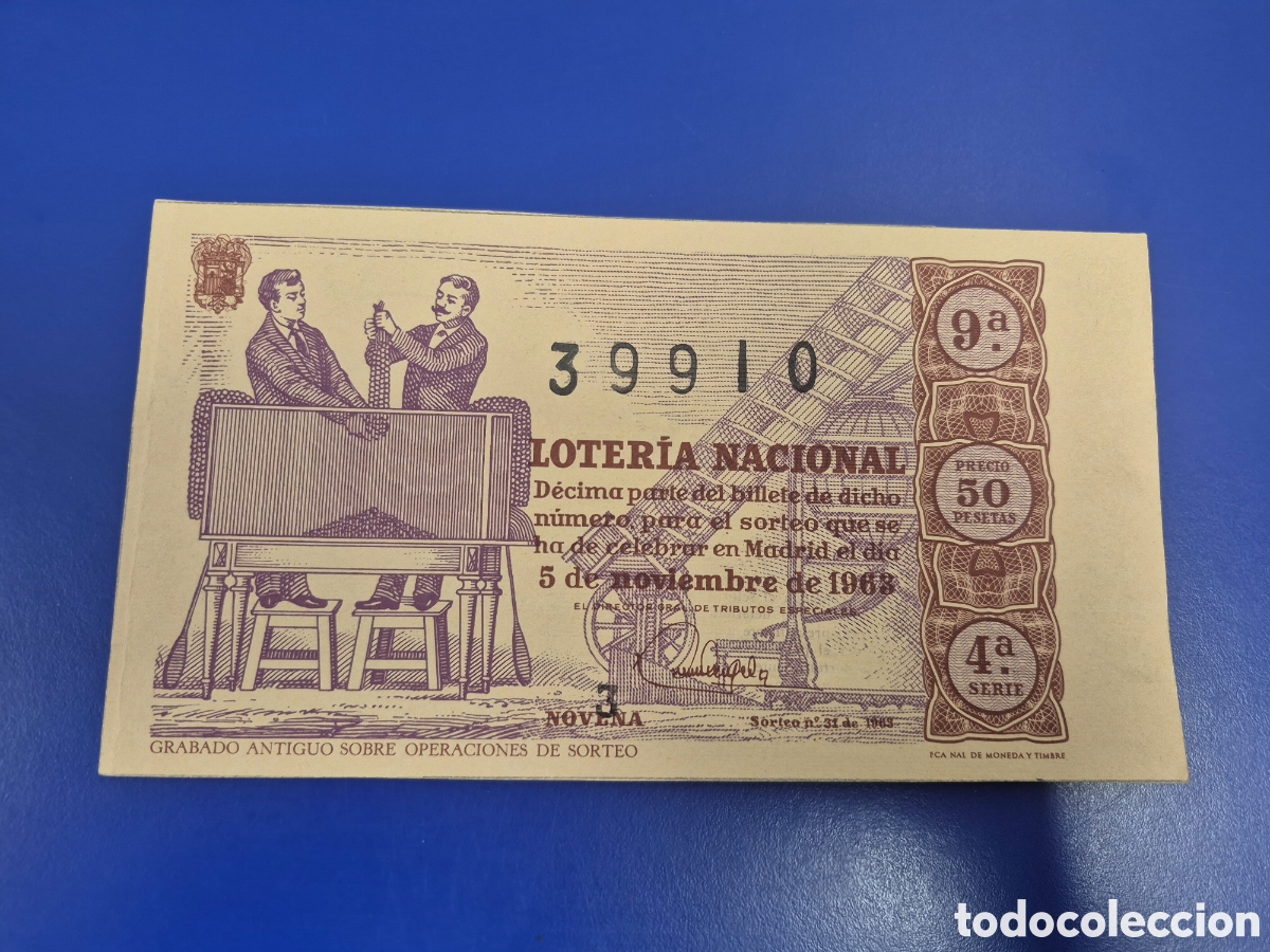 Loter&iacute;a Nacional: LOTERIA NACIONAL SORTEO 31 DE 1963 SERIE 4
