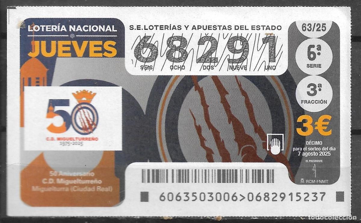 Loter&iacute;a Nacional: LOTERIA DEL JUEVES,07/08/2025.