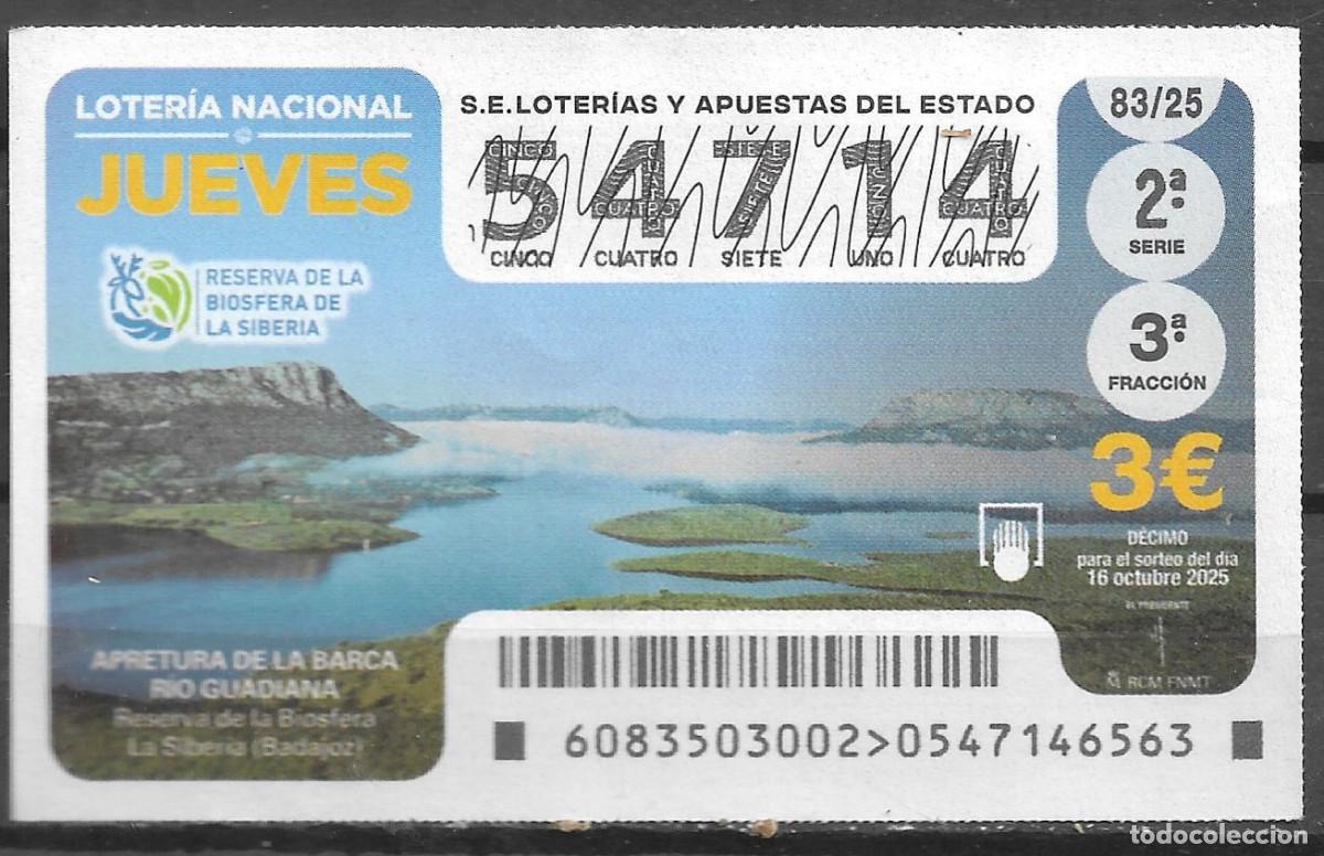 Loter&iacute;a Nacional: LOTERIA DEL JUEVES,16/10/2025.