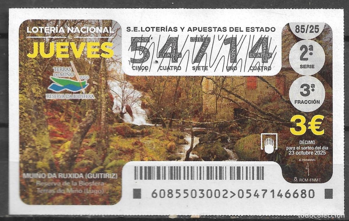 Loter&iacute;a Nacional: LOTERIA DEL JUEVES,23/10/2025.