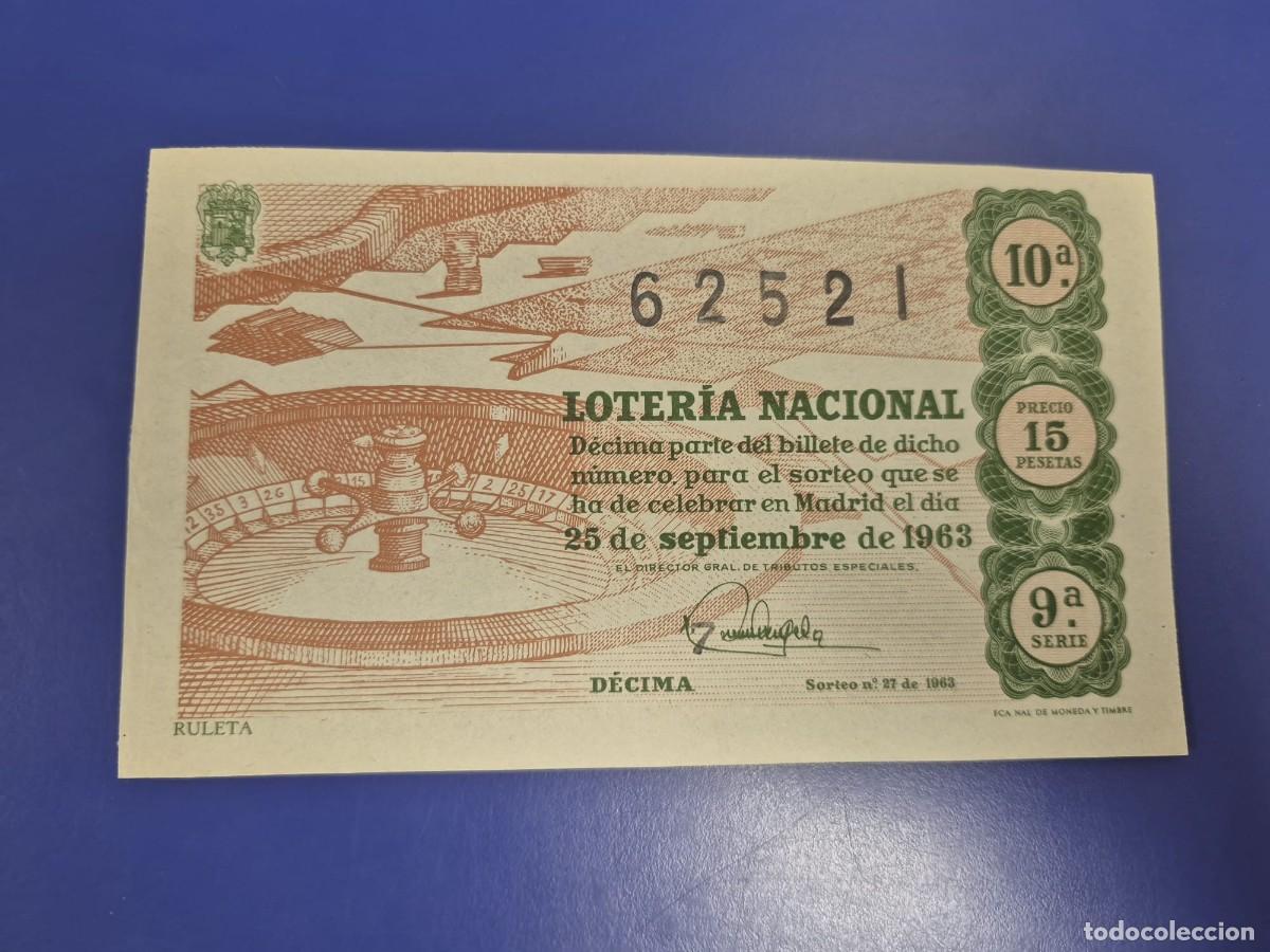 Loter&iacute;a Nacional: LOTERIA NACIONAL SORTEO 27 DE 1963 SERIE 9