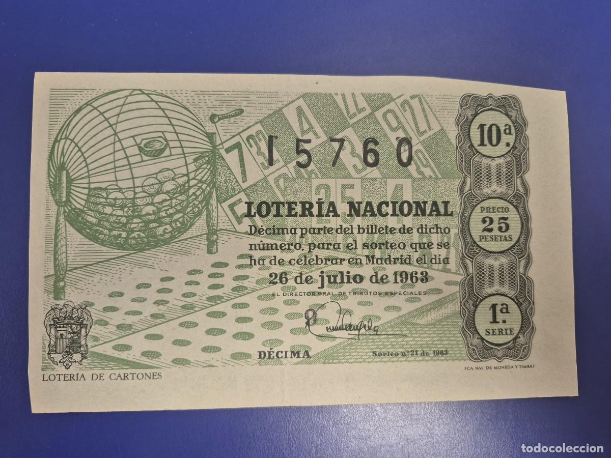 Loter&iacute;a Nacional: LOTERIA NACIONAL SORTEO 21 DE 1963 SERIE 1