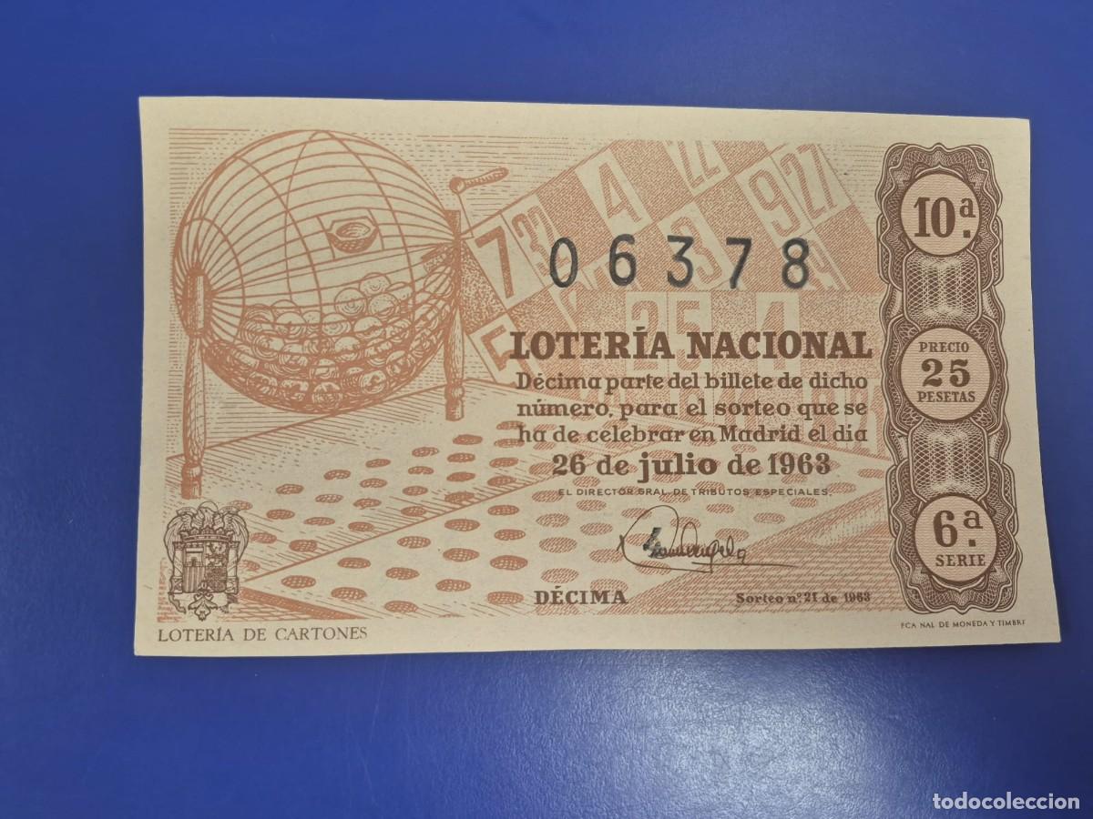 Loter&iacute;a Nacional: LOTERIA NACIONAL SORTEO 21 DE 1963 SERIE 6