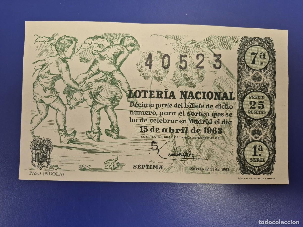 Loter&iacute;a Nacional: LOTERIA NACIONAL SORTEO 11 DE 1963 SERIE 1