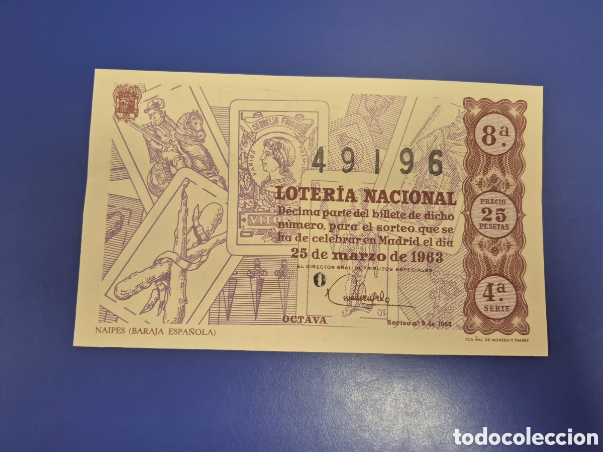 Loter&iacute;a Nacional: LOTERIA NACIONAL SORTEO 9 DE 1963 SERIE 4