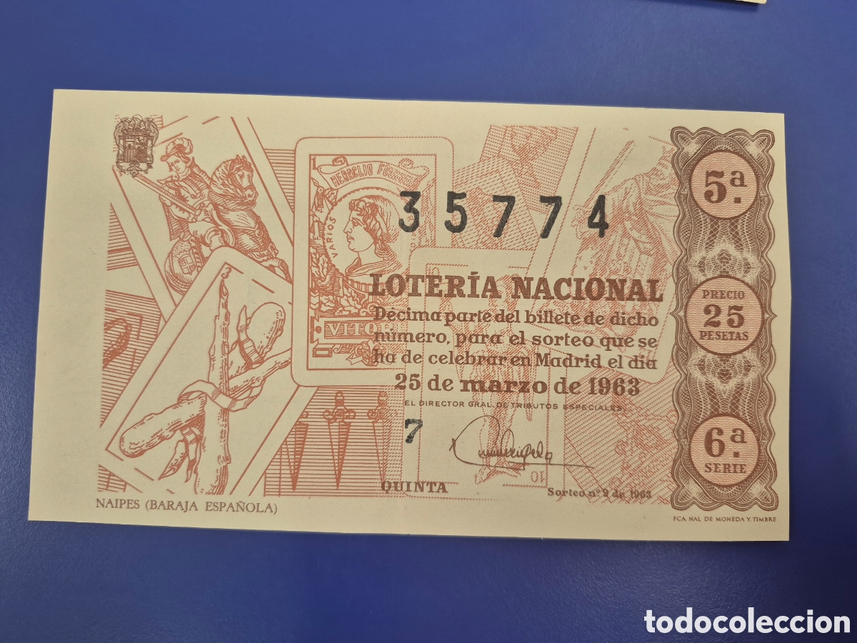 Loter&iacute;a Nacional: LOTERIA NACIONAL SORTEO 9 DE 1963 SERIE 6