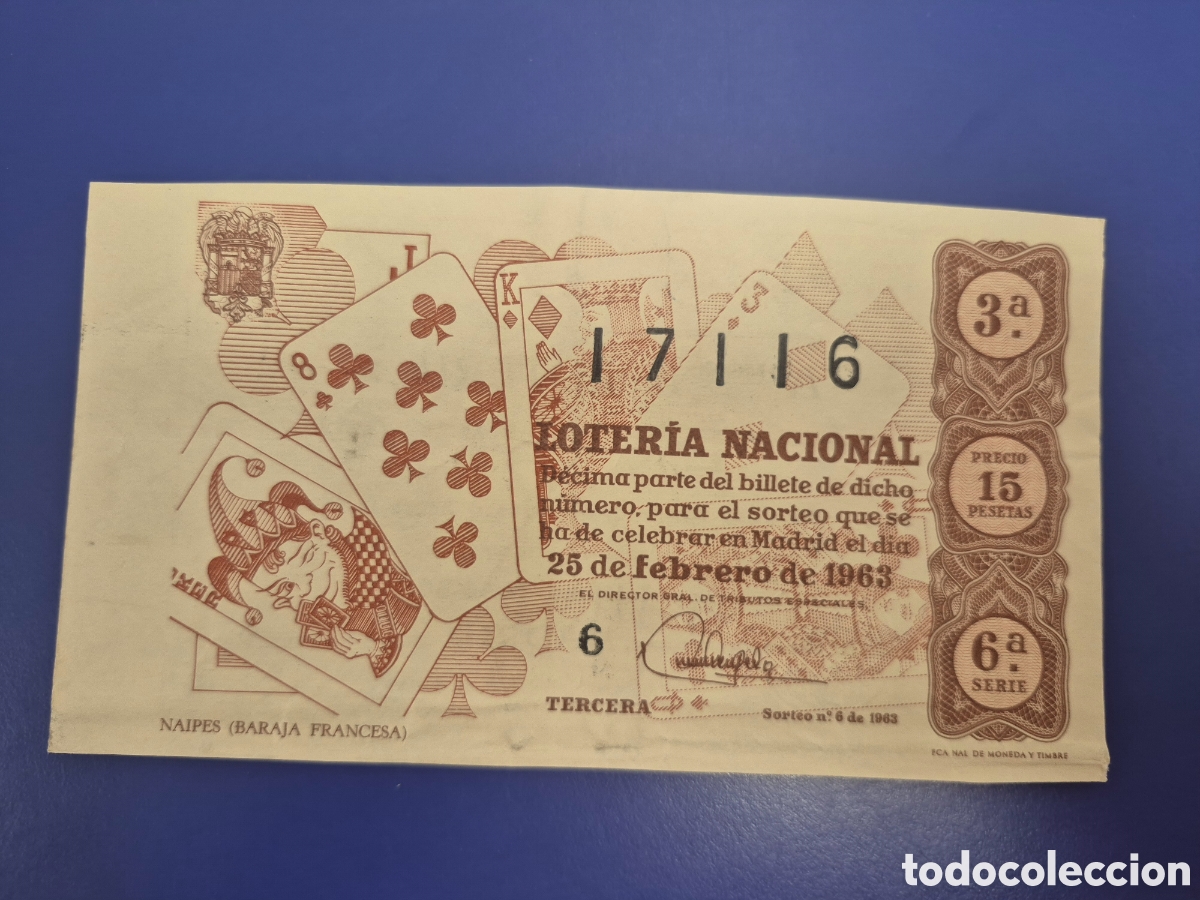 Loter&iacute;a Nacional: LOTERIA NACIONAL SORTEO 6 DE 1963 SERIE 6