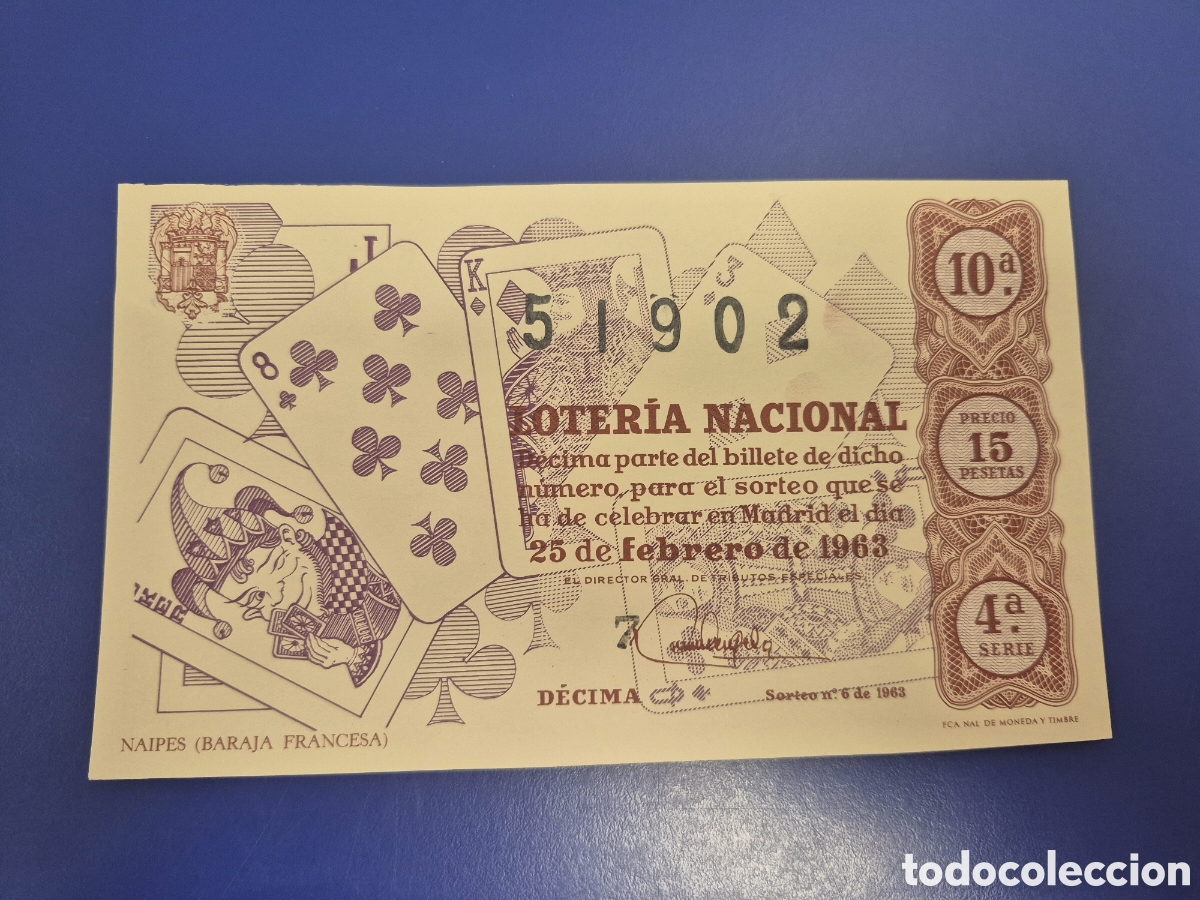 Loter&iacute;a Nacional: LOTERIA NACIONAL SORTEO 6 DE 1963 SERIE 4