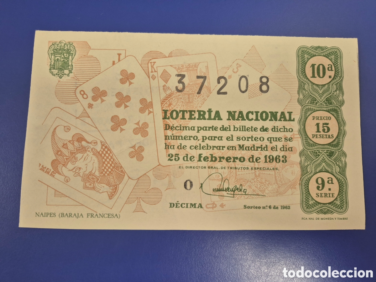 Loter&iacute;a Nacional: LOTERIA NACIONAL SORTEO 6 DE 1963 SERIE 9